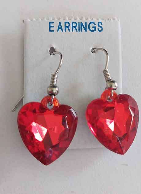 Fashion Jewellery, Earrings, Heart, Red, Shepherds Hook, 29mm, 2pc