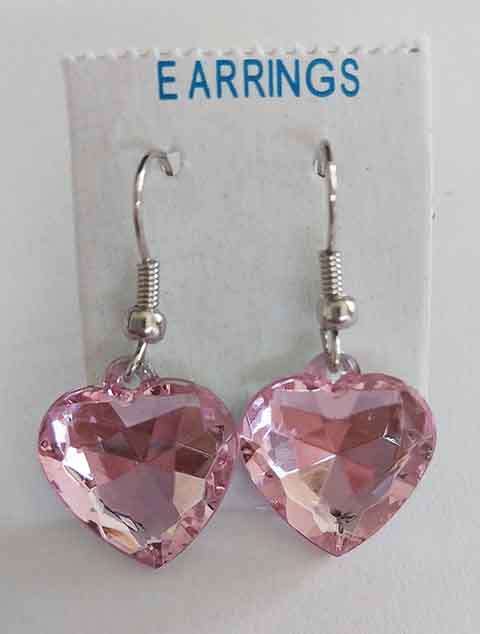Fashion Jewellery, Earrings, Heart, Pink, Shepherds Hook, 29mm, 2pc