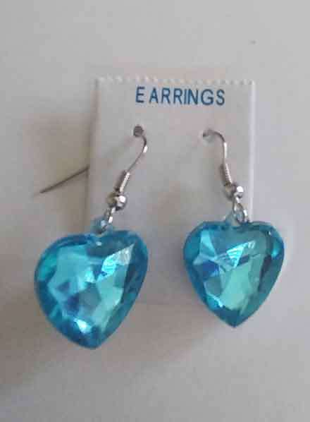 Fashion Jewellery, Earrings, Heart, Turquoise, Shepherds Hook, 29mm, 2pc