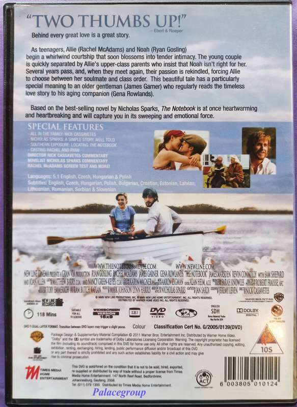 The Notebook, Ryan Gosling - James Garner - Rachel McAdams - Gena Rowlands, DVD