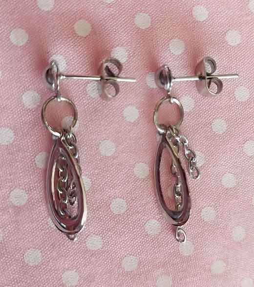 Earrings, Nickel Teardrops, Nickel Earstuds, 26mm, 2pc