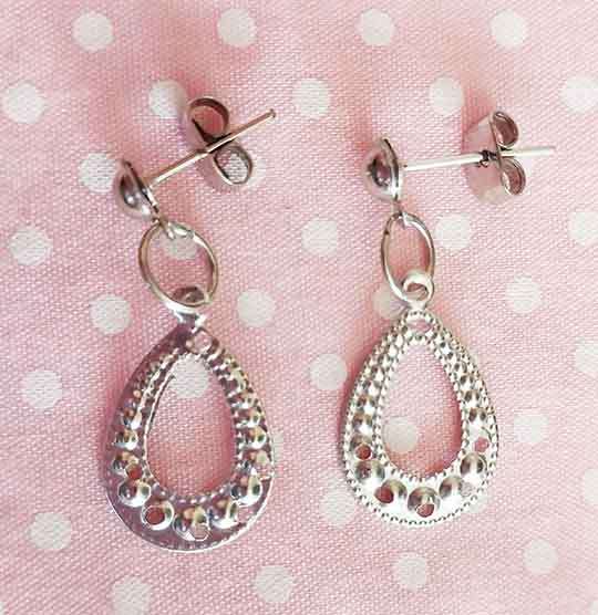 Earrings, Nickel Teardrops, Nickel Ear Studs, 25mm, 2pc