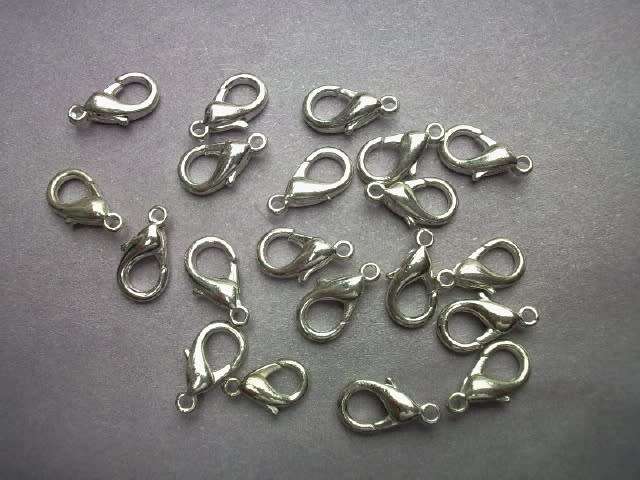 Clasps, Lobster Clasp, Silver (Colour),  12mm, 8pc