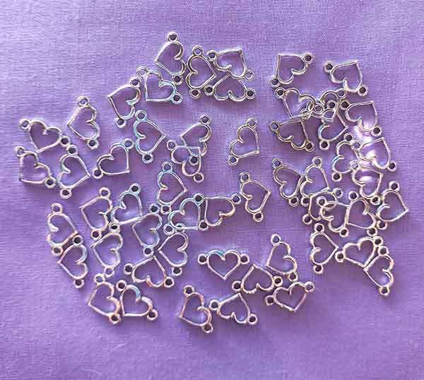 Findings, Connectors, Heart, Metal, Nickel, 14mm x 8mm, 4pc