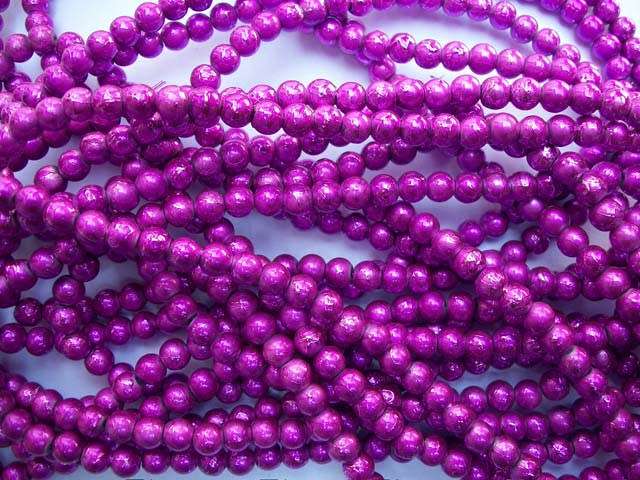 Glass Beads, Splashed, Round, Purple, 6mm, ±70pc