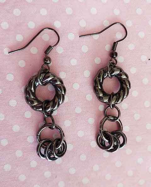Earrings, Black Nickel Findings And Ear Hooks,  50mm, 2pc
