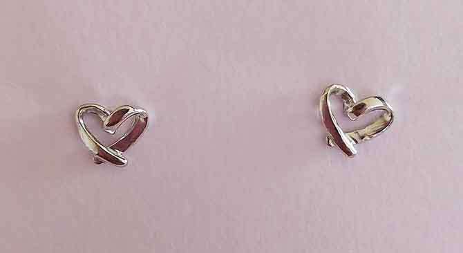 Earrings, Heart Shape, 925 Silver, Ear Studs,  6mm Dia