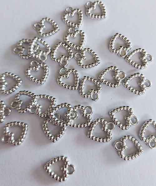 Charms, Heart Charm, Acrylic, Nickel, 11mm X 10mm, 4pc