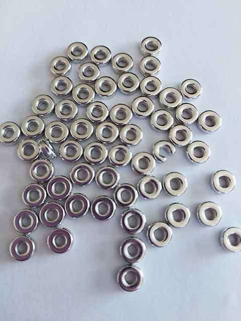 Findings, Spacers, Round, Acrylic, Rhodium Plated, Nickel Colour, 6mm, 10pc
