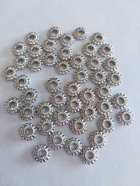 Findings, Spacers, Round, Acrylic, Nickel Colour, 8mm, 8pc