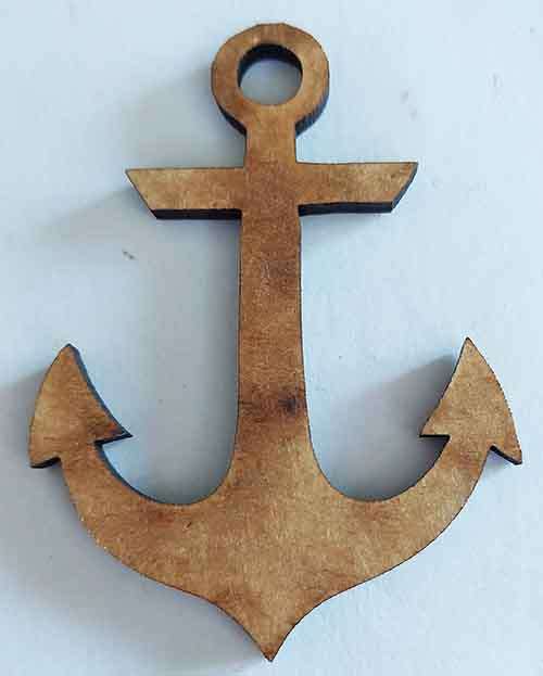 Embellishments, Shapes, Anchor, Wood, Natural Colour, 60mmx 43mm, 1pc
