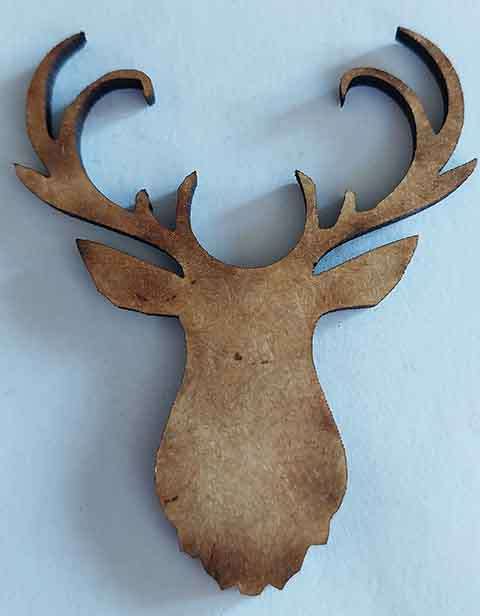 Embellishments, Shapes, Buck - Head, Wood, Natural Colour, 58mmx 48mm, 1pc