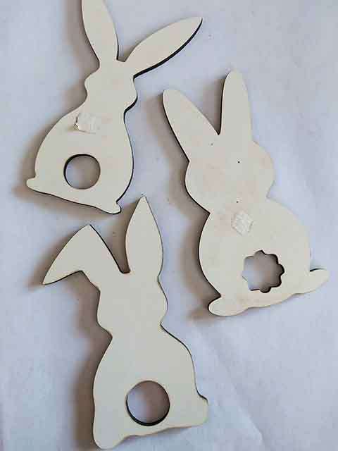 Embellishments, Shapes, Bunny, Wood, 110mmx 60mm, 3pc