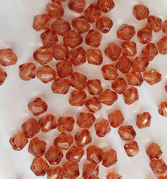 Acrylic Beads, Bicone, Brown, 6mm, ±50pc, 3.9gr