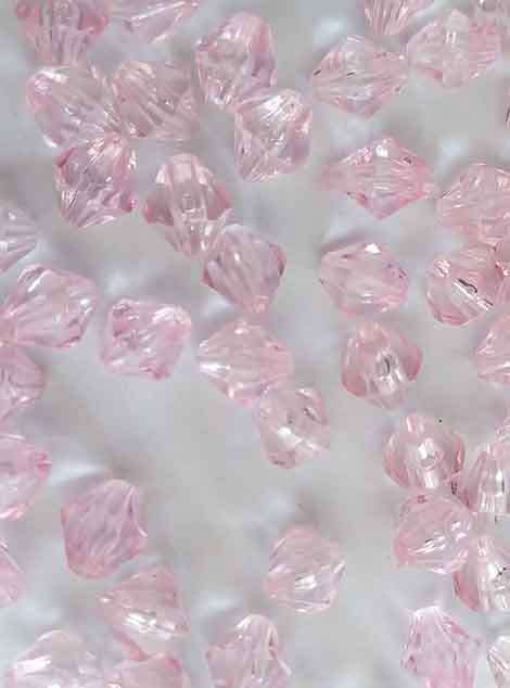 Acrylic Beads, Bicone, Light Pink, 8mm, ±30pc, 4.6gr