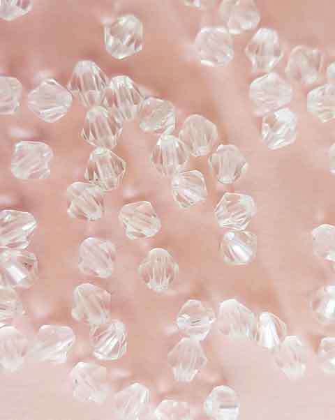 Acrylic Beads, Bicone, Clear, 6mm, ±50pc, 3.9gr