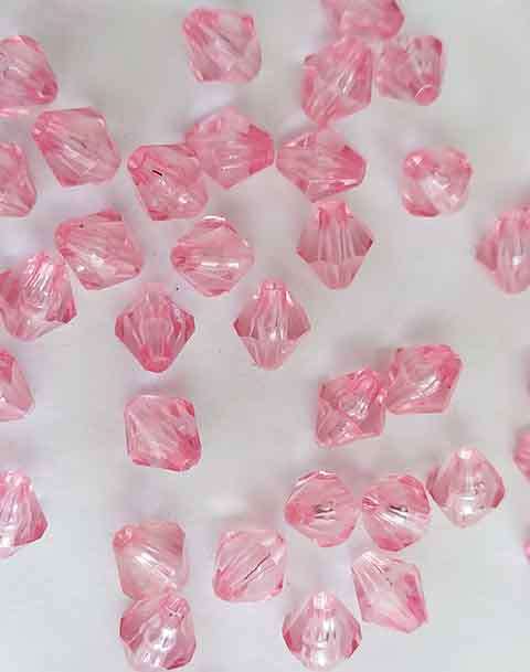Acrylic Beads, Bicone, Pink, 8mm, ±30pc, 4.6gr