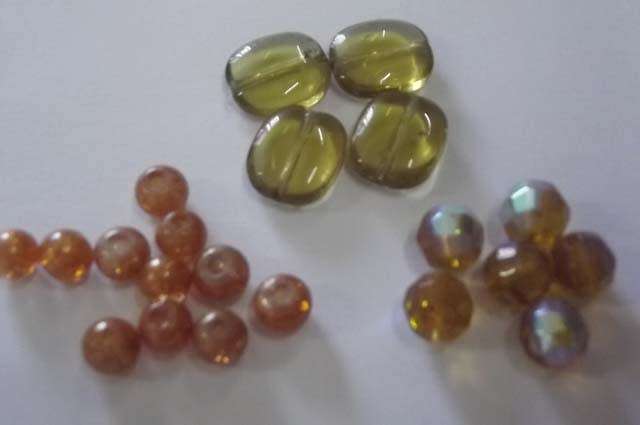 Glass Beads Mixed, Shades Of Autumn, 6mm, 8mm +Flat, 6mm-40pc, 8mm-8pc, Flat-4pc