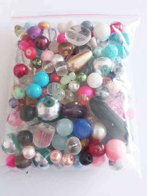 Glass Beads, Mixed, Mixed Colours And Sizes, 120gr
