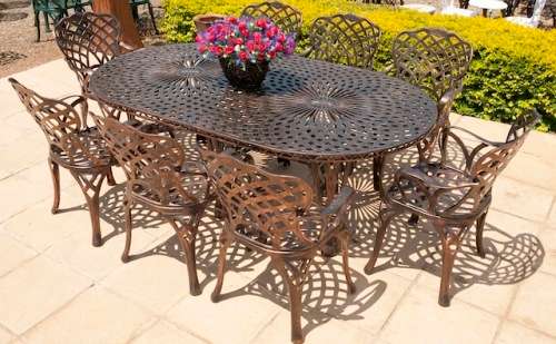 Cast Aluminium 8 Seater King Diamond Patio Set, 125x225cm King Diamond Table