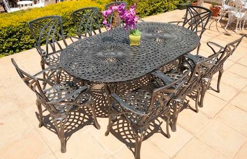 Cast Aluminium 8 Seater Rainbow/King Diamond Patio Set
