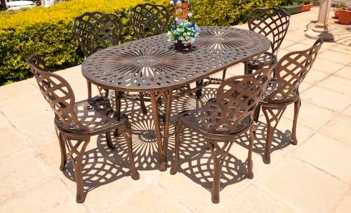 Cast Aluminium 6 Seater Diamond Patio Set
