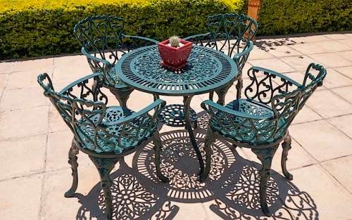 Cast Aluminium 4 Seater Bonzai Patio Set (with arms), 75cm Bonzai Round Table