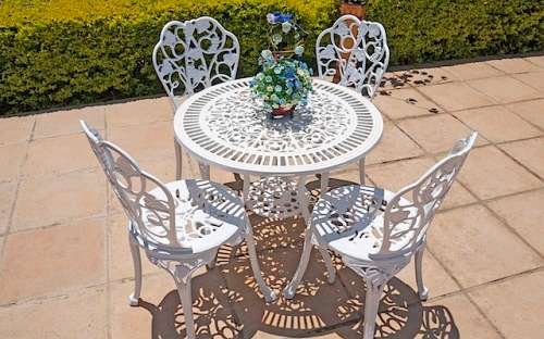Cast Aluminium 4 Seater Grape Patio Set, 75cm Bonzai Table Round