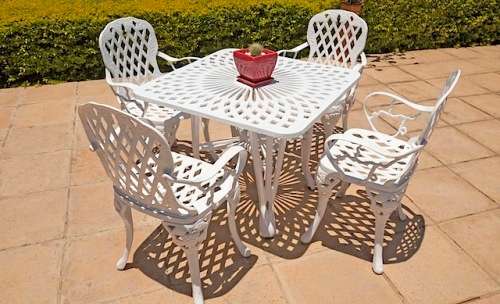 Cast Aluminium 4 Seater Small King Grape Patio Set, 85cm Square King Diamond Table