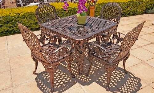 Cast Aluminium 4 Seater King Grape  Patio Set, 1m Square King Grape Table