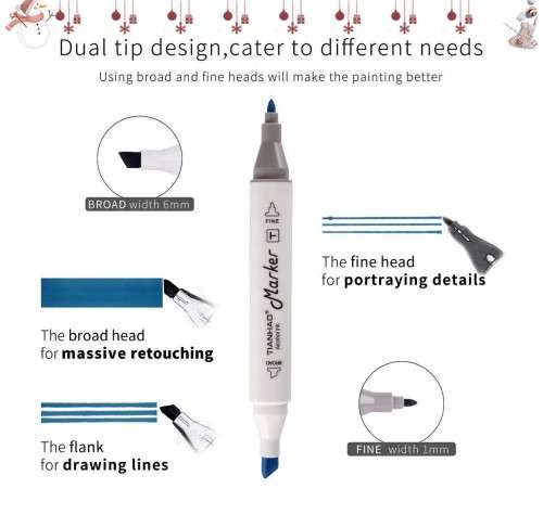TIANHAO Set of 60 Colours Art Markers for Children and Adults (Artist Grade,Dual Tip,Alcohol Based)