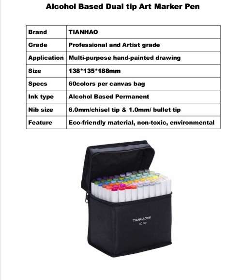 TIANHAO Set of 60 Colours Art Markers for Children and Adults (Artist Grade,Dual Tip,Alcohol Based)