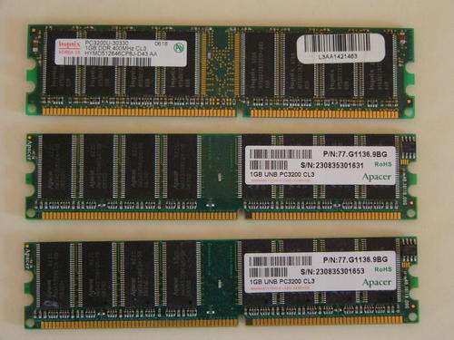 1GB UNB PC3200 CL3 Memory Modules