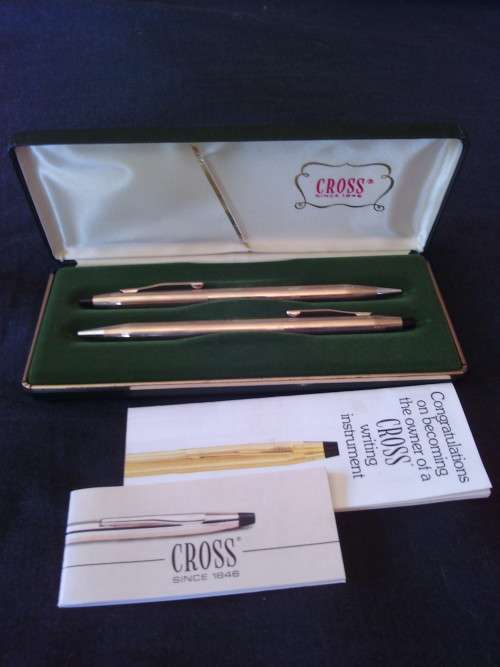 Cross century 10 karat rolled gold pen and pencil writing set collector item