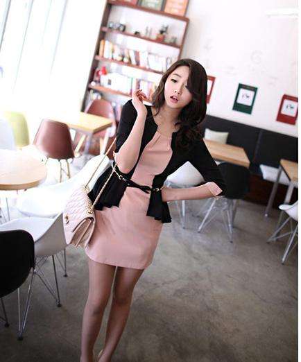 Women's Round Collar 2 Pcs Dress