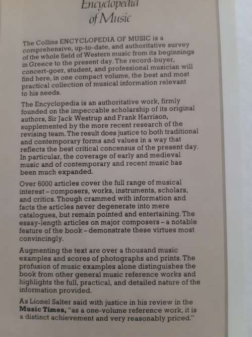 Collins Encyclopedia of Music by Sir Jack Westrup and FLI Harrison (1984)