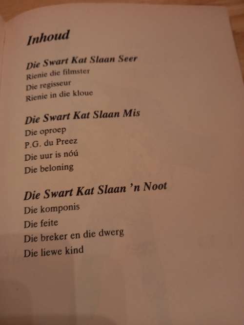 Die Swart Kat slaan 'n noot en verdere avonture deur Chris Sasner (1ste druk, 1ste uitgawe 1983)