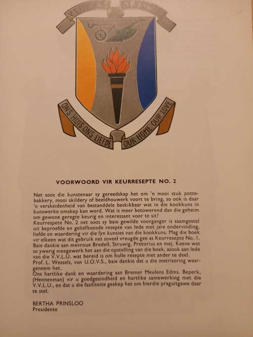 Keur Resepte van die Vrystaatse Vroue-Landbou-Unie (50 Jubileum Uitgawe 1979)