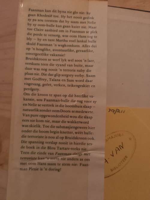 Die Blou Tartare Nr 6 - Faanman slaags met terroriste deur HS van Blerk (1979)