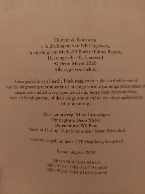 Donkerdrif deur Deon Meyer (1ste uitgawe 2020)