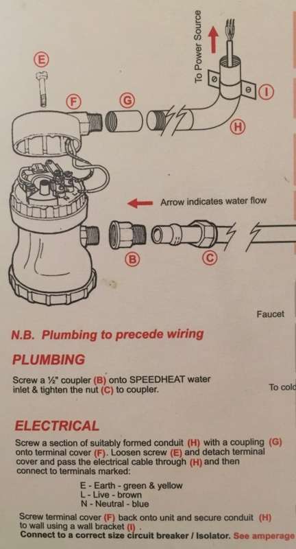 Instant hot water shower head