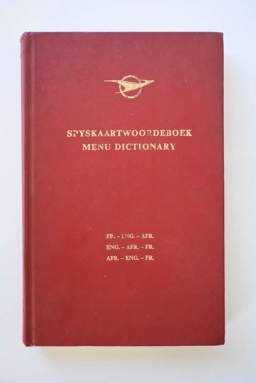 Suid-Afrikaanse Spoorwee. Spyskaartwoordeboek. Kaapstad, 1974.