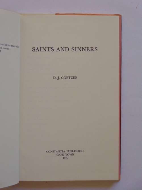 Saints and Sinners - D.J. Coetzee