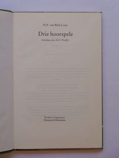Drie Hoorspele - N.P. van Wyk Louw