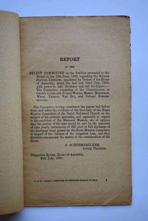 Report of the Select Committee on Petition of the Ebenezer Mission Station.