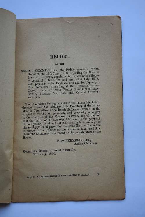 Report of the Select Committee on Petition of the Ebenezer Mission Station.
