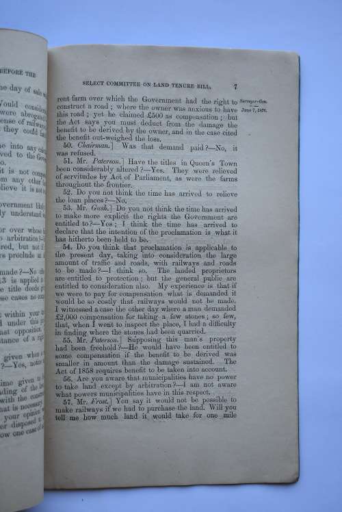 Report of the Select Committee Appointed to Consider and Report on Land Tenure Bill.