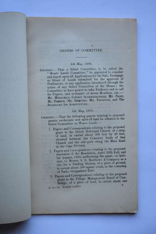 Report of the Select Committee on Waste Lands