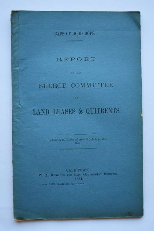 Report of the Select Committee on Land Leases & Quitrents.