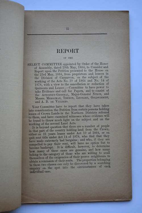 Report of the Select Committee on Land Leases & Quitrents.